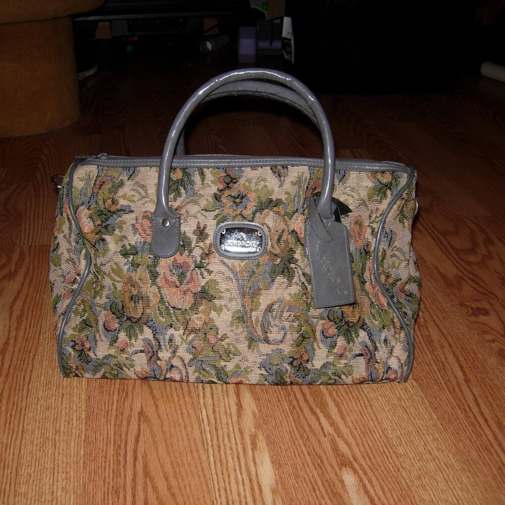 Vintage Jordache Floral Tapestry Carry On Travel Duffle Bag